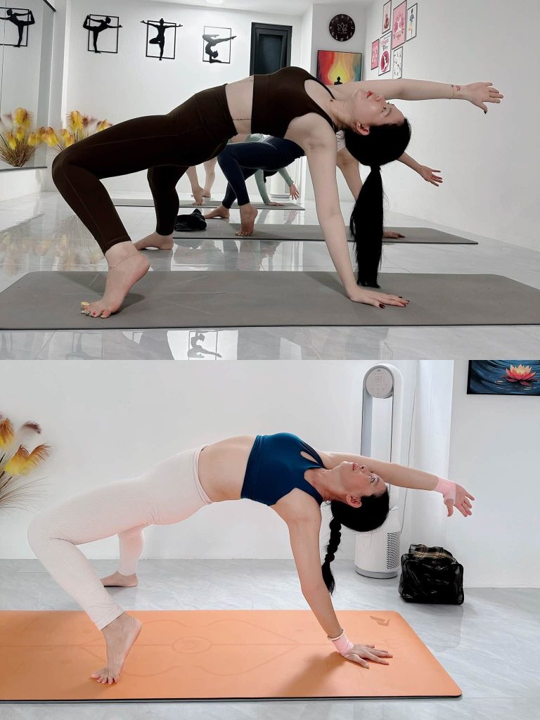 Tư thế uốn lưng Wild Thing trong buổi yoga 1 kèm 1 tại Yoga Phương Ruby