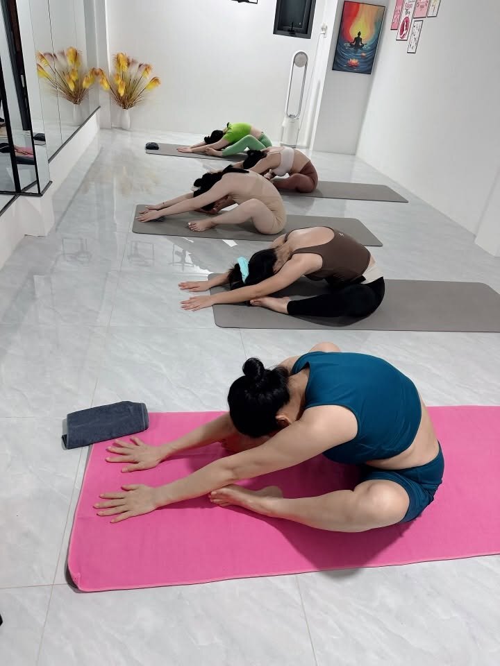 Tư thế ngồi gập người về trước giúp kéo giãn lưng cho người mới bắt đầu tập yoga